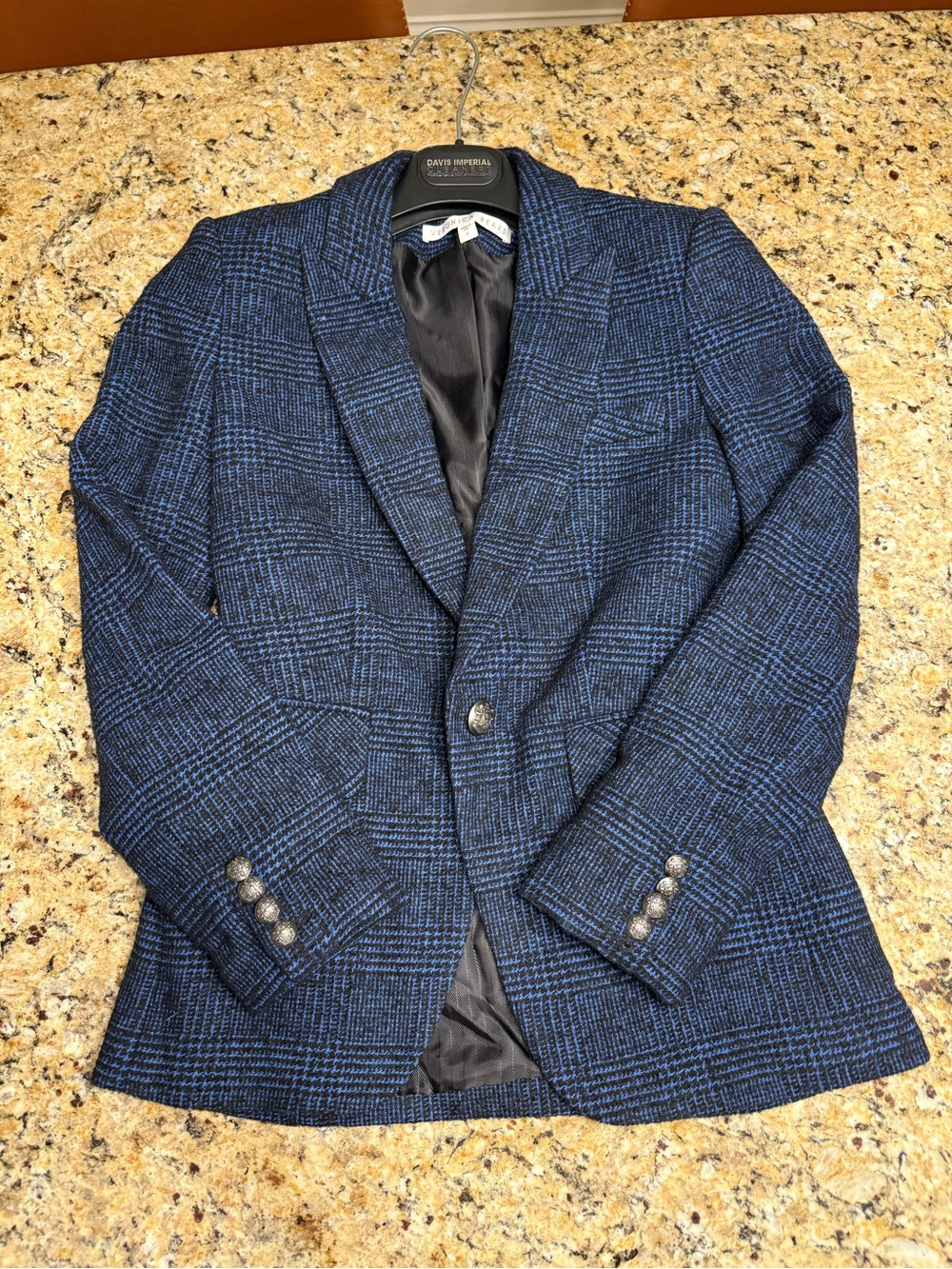 Veronica Beard  Cutaway Dickey Blazer Jacket Blue Glen Plaid Size 2